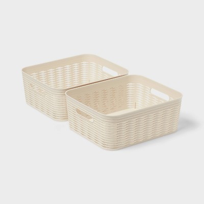 2pk Wave Medium Decorative Basket Cream - Brightroom™