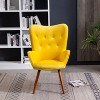Yellow Contemporary Silky Velvet Tufted Button Back Accent Chair - 4 of 4