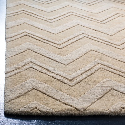 Handmade Dark Gold Wool Chevron Area Rug