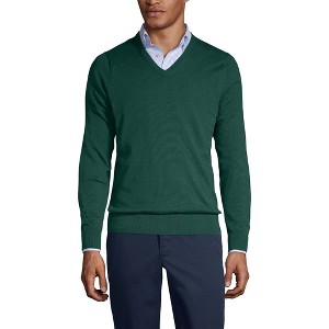 Lands' End School Uniform Men's Cotton Modal Fine Gauge V-neck Sweater - 1 of 3
