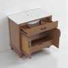 36" Rattan Bathroom Vanity with Ceramic Sink, Soft-Close Drawers & Solid Fir Legs,4" Faucet Compatible, Freestanding Vanity - 3 of 4