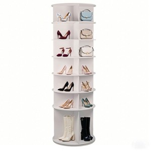 Vynxaria White 7-Tier Rotating Shoe Organizer Tower - 1 of 4