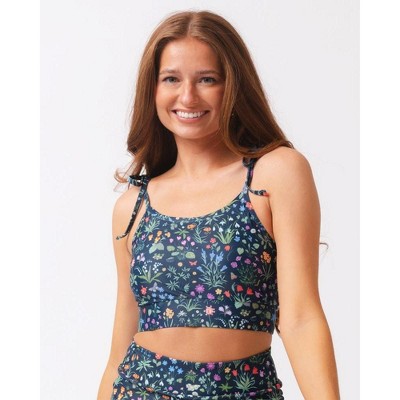 Forage Floral Shoulder-Tie Crop Top