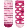 Memoi Girls' 2 Pair Pack Fuzzy Heart Non-Skid Socks - 3 of 3