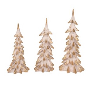 Transpac Elegant Resin Accent Trees Set of 3 - Christmas Decorative Objects for Holiday Home Decor - 1 of 2