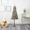 Nearly Natural 5-ft Flocked Alpine Christmas Artificial Tree with 150 Lights and 405 Bendable Branches - 4 of 4