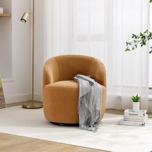 Swivel Accent Chair Small Barrel Chair Teddy Fabric Upholstered Armchair With Back Single Sofa Chair For Living Room-Maison Boucle‎ - 1 of 4
