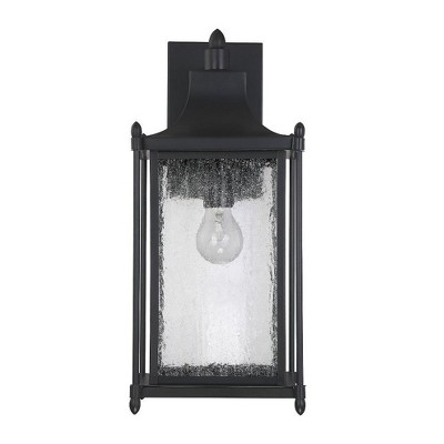 Black Transitional Outdoor/Indoor Dimmable Lantern with Clear Seeded Glass
