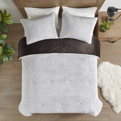 textured faux fur comforter & sham set - threshold