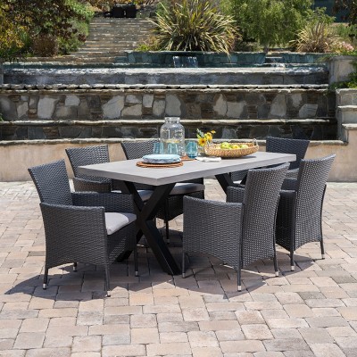 Sanibel 7pc Wicker Dining Set  - Gray - Christopher Knight Home