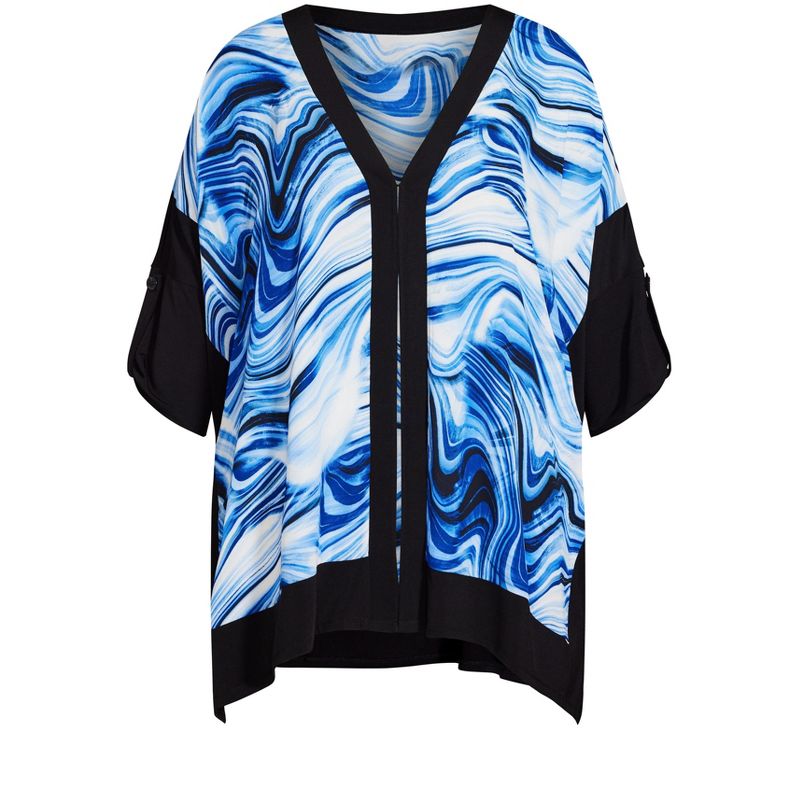 Women's Plus Size Stella Print Jacket - azure | AVENUE, 3 of 4