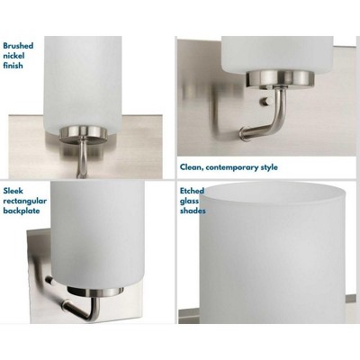 Brushed Nickel 3-Light Bath Vanity with Etched Glass Shades