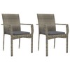 vidaXL 7 Piece Patio Dining Set - PE Rattan, Acacia Wood, Cushions Included, Gray Garden Furniture for Patio/Backyard - 4 of 4