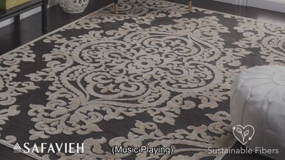 Stone and Aqua Rectangular Wool and Viscose Area Rug