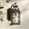 John Timberland Traditional Outdoor Wall Light Fixture Oil Rubbed Bronze Scroll 17 1/2" Amber Hammered Glass for House Porch Patio - image 2 of 4