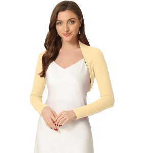 INSPIRE CHIC Women's Elegant Long Sleeve Knit Open Front Crop Bolero Shrug - 1 of 4