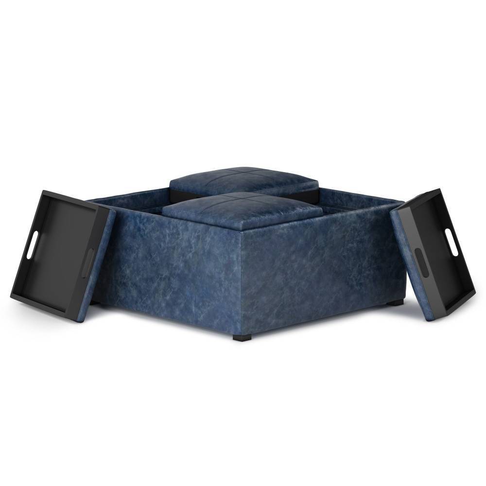 Photos - Pouffe / Bench Franklin Square Coffee Table Storage Ottoman and benches Denim Blue - Wynd