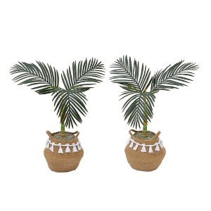 Nearly Natural 3-ft Artificial Golden Cane Palm Tree with Handmade Jute & Cotton Basket with Tassels DIY KIT (Set of 2) - 1 of 4