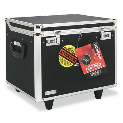 Black and Chrome Locking Mobile File Chest with Telescopic Handle