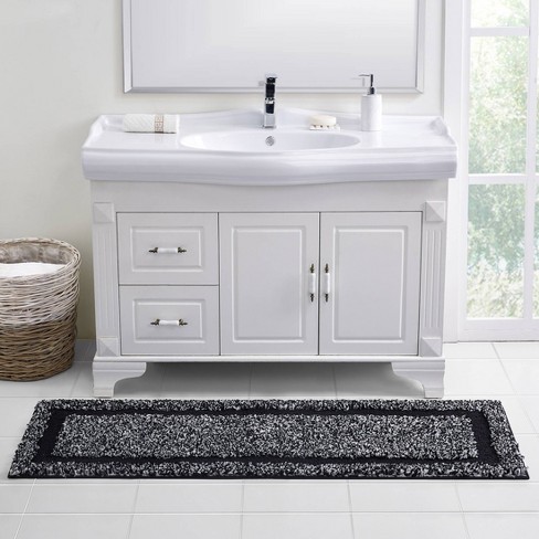 20x60 Home Heathered Hotel Bath Rug Runner Black/White - Vcny