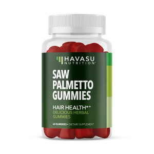 Saw Palmetto Gummies, Raspberry Flavored, Havasu Nutrition, 60 or 120ct - 1 of 4