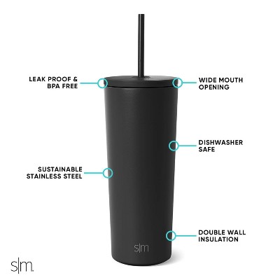 Simple Modern 24oz Classic Tumbler with Straw 2 Tone - Winter White: Insulated Stainless Steel Cup, Dishwasher-Safe