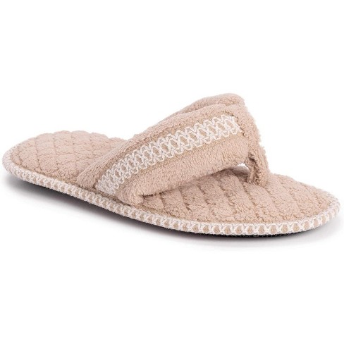 MUK LUKS Women's Darlene Thong Slipper, Honey Wheat, S (5-6)