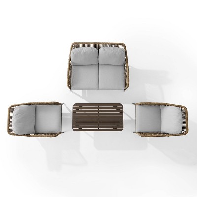 Haven 4-Piece Light Brown and Gray Outdoor Wicker Set