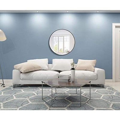 Contemporary Round Metal Frame Mirror 36" Black Finish
