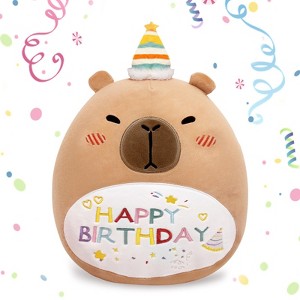 TITQWOP 15" Capybara Soft Plush Stuffed Animal Pillow Cute Capybara Toy Gift for Kids Boys Girls (Birhtday Capybara Plush Pillow) - 1 of 4