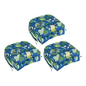 Blazing Needles, 16-inch Spun Polyester Patterned Outdoor U-shaped Tufted Chair Cushions (Set of 6) - 1 of 2