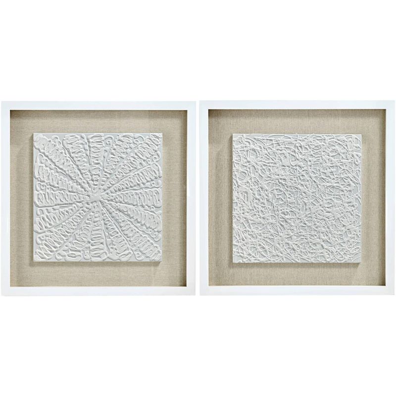 Dahlia Studios White Out 23 3/4" Square Framed Wall Art Set of 2, 1 of 12