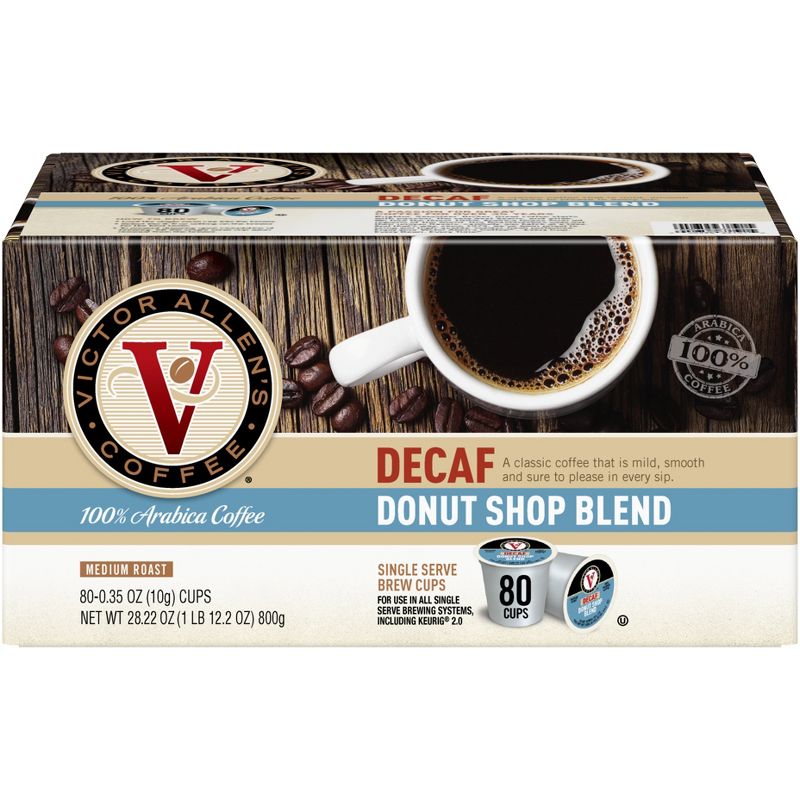 Victor Allen&#39;s Coffee Decaf Donut Shop Blend Single Serve Coffee Pods Medium Roast Coffee - 80ct, 1 of 8