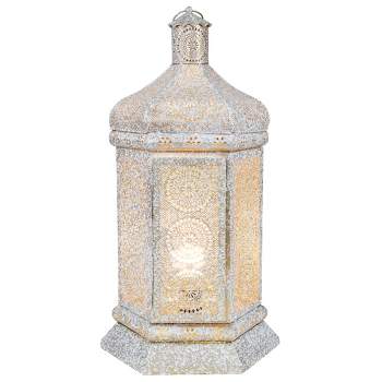 Northlight 21.5" White and Gold Moroccan Style Lantern Table Lamp