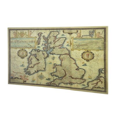 Set of 3 Map Triptych Wall Arts - A&B Home: Vertical MDF World Map, Includes Hanging Hardware