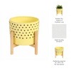 Ceramic Planter with Stand - Modern Ceramic Pot, Durable & Stylish, Indoor & Outdoor Decorative Plant Holder, Lightweight, Wooden Legs - Yellow - 4 of 4