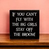 Slickblue Funny Witch Quote Wood Sign – “Stay Off the Broom” Saying, 7x7 Rustic Knotty Pine Wall Art - 3 of 3