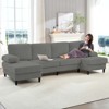 Mjkone 110" U-Shaped Sectional Sofa Couches with Double Chaises and Sleepable Armrests,Corduroy Upholstered 4-Seater Sofa - 2 of 4