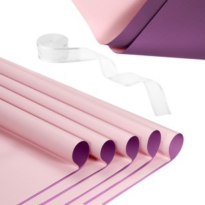 Unique Bargains Waterproof DIY Crafts Packaging Gift Wrap with Ribbon 1 Set - 1 of 4