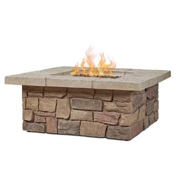 Sedona Square Gas Fire Table with Natural Gas Kit Beige - Real Flame