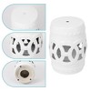 Kumasinova 17" Glazed Ceramic Drum Stool Outdoor End Table with 250lbs Max,Versatile Decor Piece,Accent Side Table with Hollow Carved Silhouette,White - 4 of 4