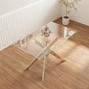 Vynxaria 47.2-inch modern minimalist tempered Fiberglass coffee table, metal leg rectangular dining table for livingroom - 2 of 4