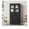 Coucheta 71" Tall Display Cabinet - Black Metal Storage with Glass Doors, 2 Drawers & Adjustable Shelves, Lockable Organizer for Home Office - 4 of 4