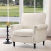 Beautyolove Beige Chenille Upholstered Wood Frame Accent Chair Armchair with Turned Legs and Tufted Rolled Armrests - 2 of 4