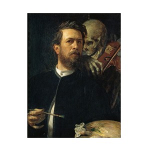 Arnold Bocklin  'Self portrait with skeleton' Canvas Art - 1 of 4