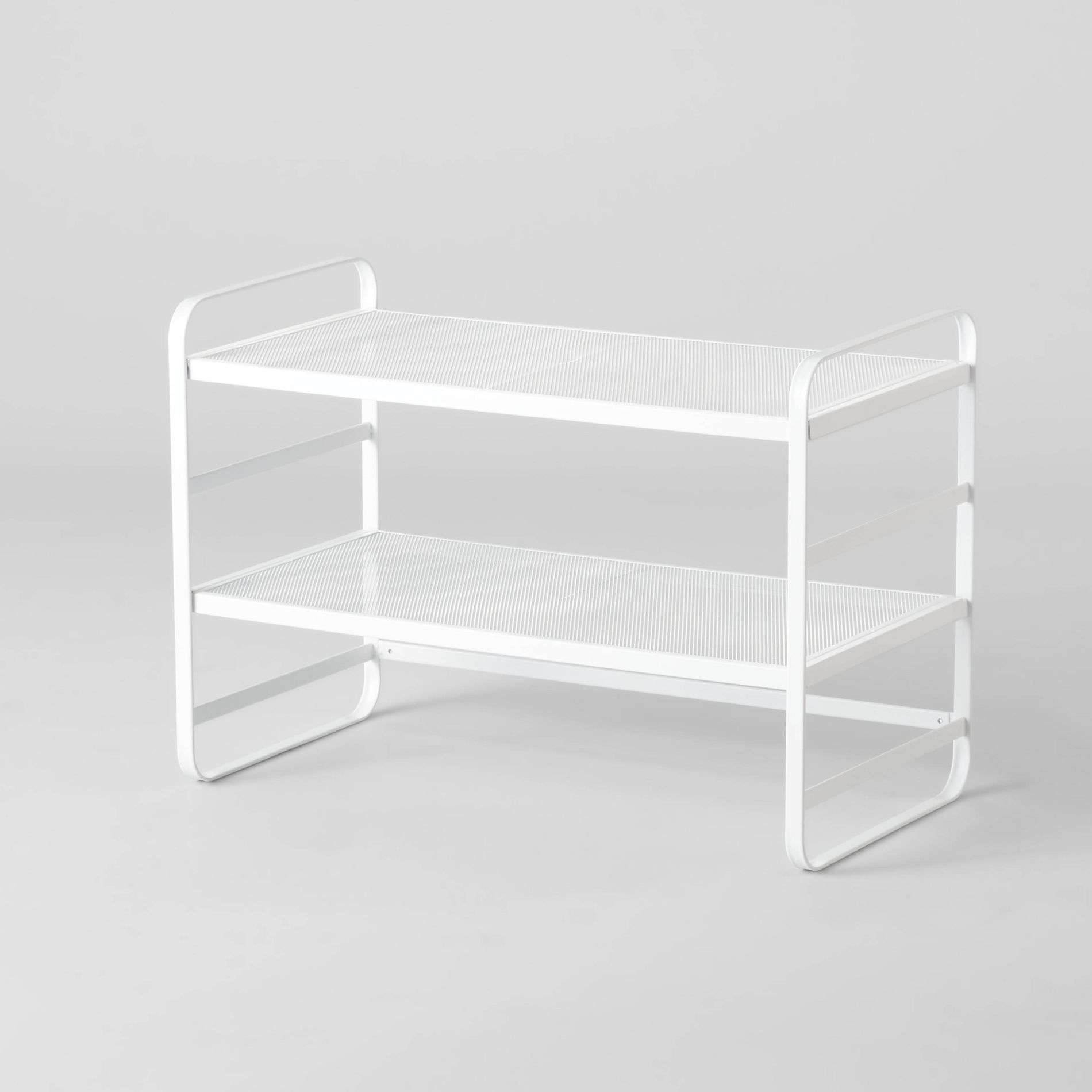 2 Tier Shoe Rack White Metal Mesh - Brightroom™: Adjustable Shelf, Freestanding Shoe Organizer for Closet & Entryway