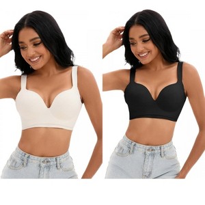 INSPIRE CHIC 2 Pcs Women's Wirefree U Back Adjustable Straps Comfort Push Up Bras - 1 of 4