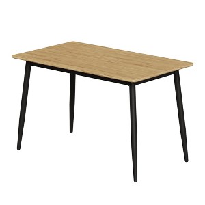 Dexmalle Modern minimalist wood grain tabletop dining table with black metal leg design - 1 of 4