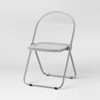 Metal Acrylic Folding Chair Chrome - Room Essentials™