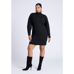 ELOQUII Women's Plus Size Turtleneck Mini Sweater Dress - 1 of 4